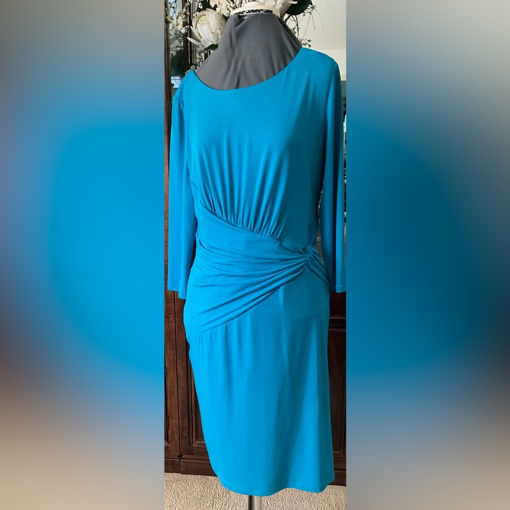 Elegant Turquoise Ruched Women's Dress NWOT
